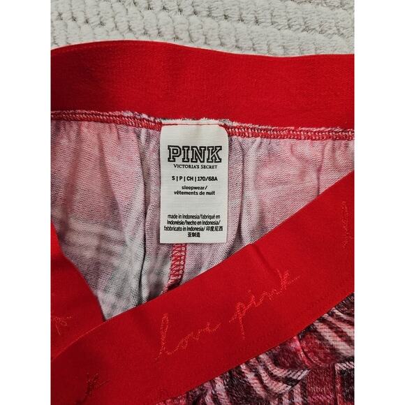 Victorias Secret Pink Pajama Pants Womens Small Red Plaid Jogger Style Soft - Picture 4 of 7